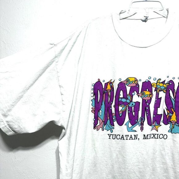 Progreso Mexico Tee Shirt Short Sleeve Travel Souvenir White Graphic sz XXL - Picture 2 of 6